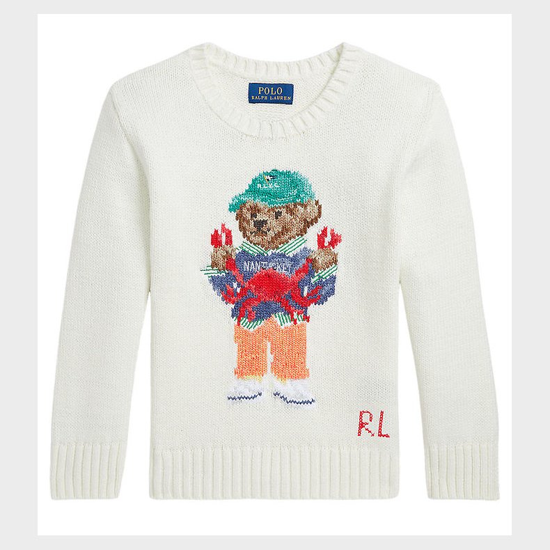 Polo Ralph Lauren Bluse - Strik - Hvid m. Bamse