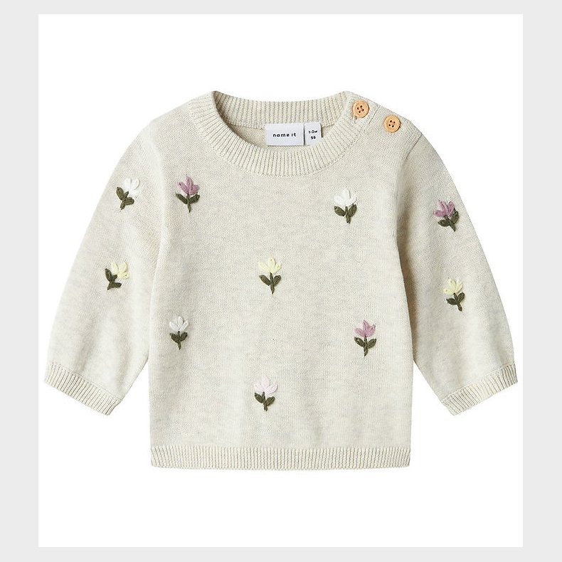 Name It Bluse - Strik - NbFFaflow - Peyote Melange m. Blomster