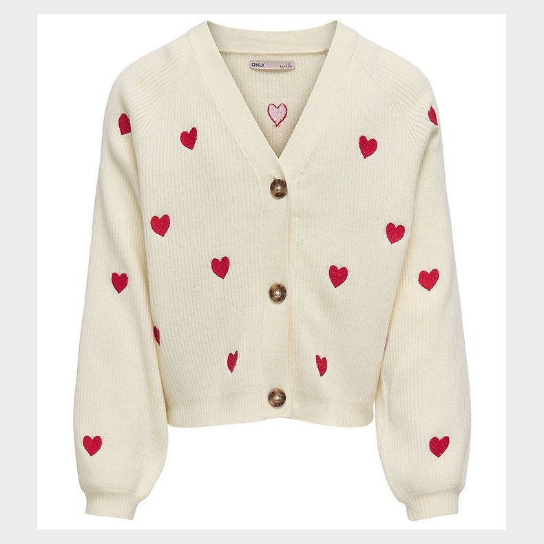 Kids Only Cardigan - Rib - Strik - KogDana - Birch/EMB Hearts -