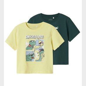 Name It T-shirt - 2-pak - NmmVictor - Chardonnay/Forest Bloom