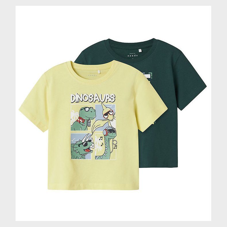 Name It T-shirt - 2-pak - NmmVictor - Chardonnay/Forest Bloom