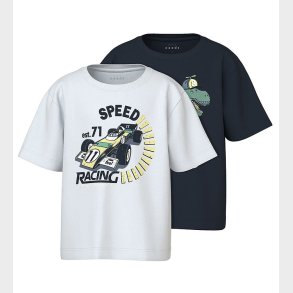 Name It T-shirt - 2-pak - NmmVictor - Bright White/Navy blazer