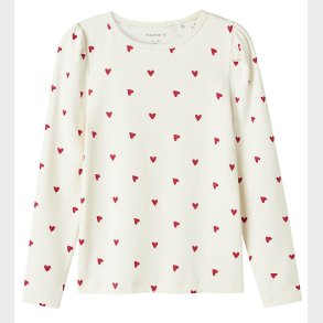 Name It Bluse - NmfDheart - Cloud Dancer m. Hjerter