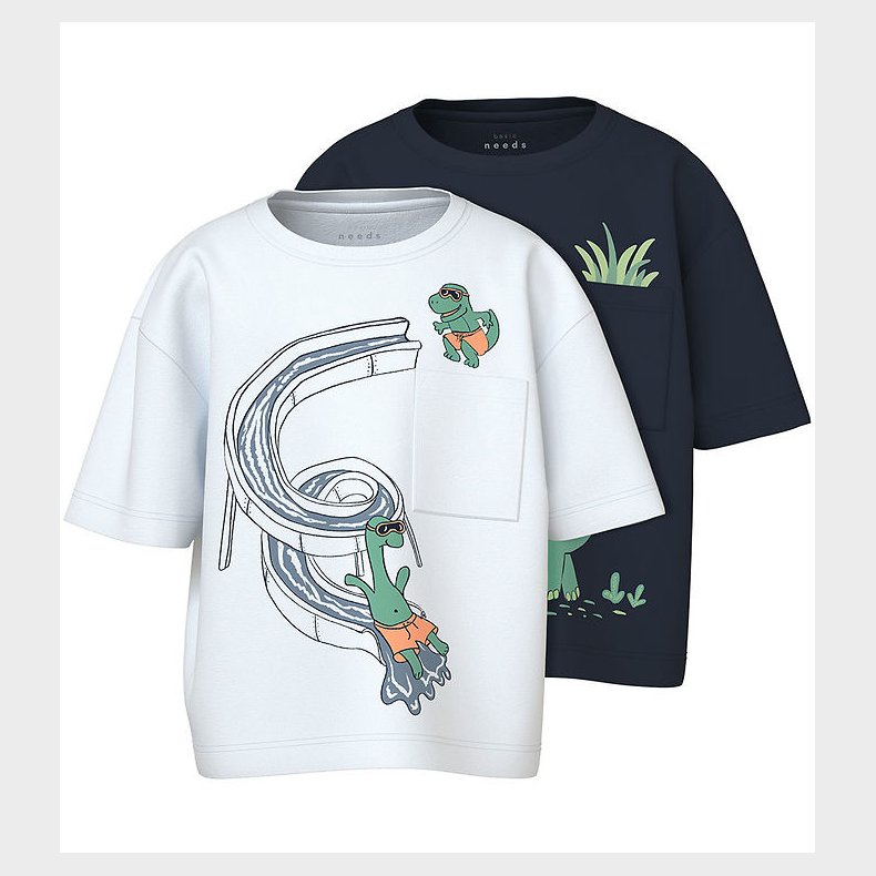 Name It T-Shirt - NmmVilian - 2 Pak - Navy Blazer m. Print