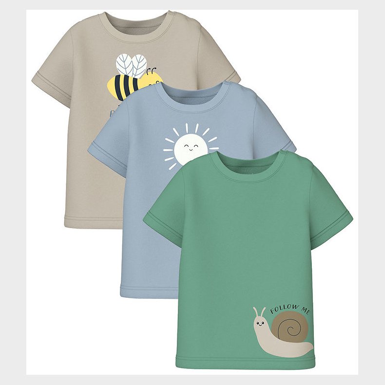 Name it T-shirt - NbmVacaion - 3 Pack - Creme De Mente/Peyote/Ce