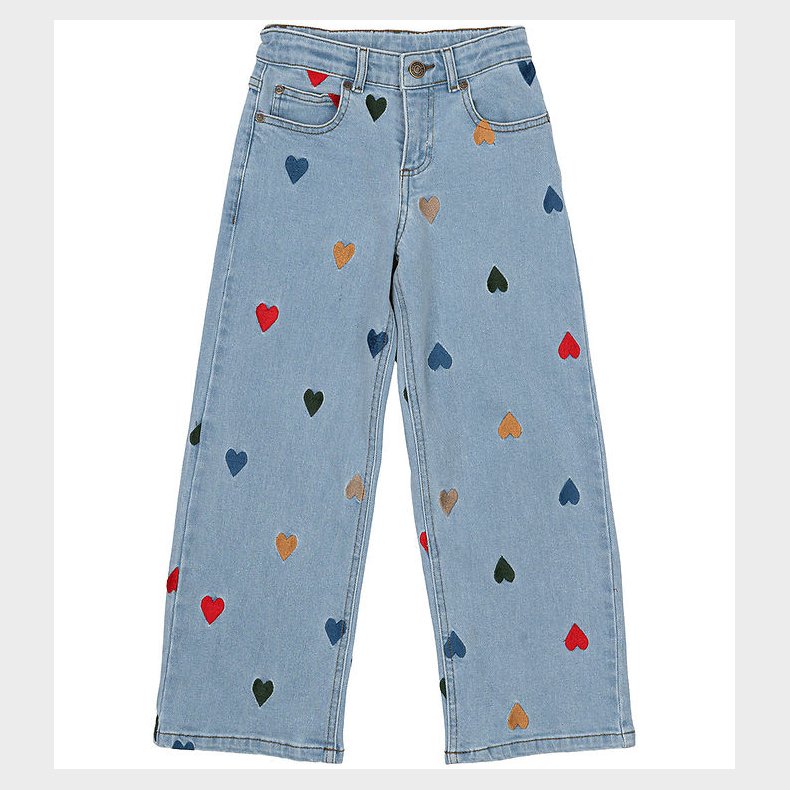 The New Jeans - TnNessa - Wide - Light Blue Denim m. Hjerter