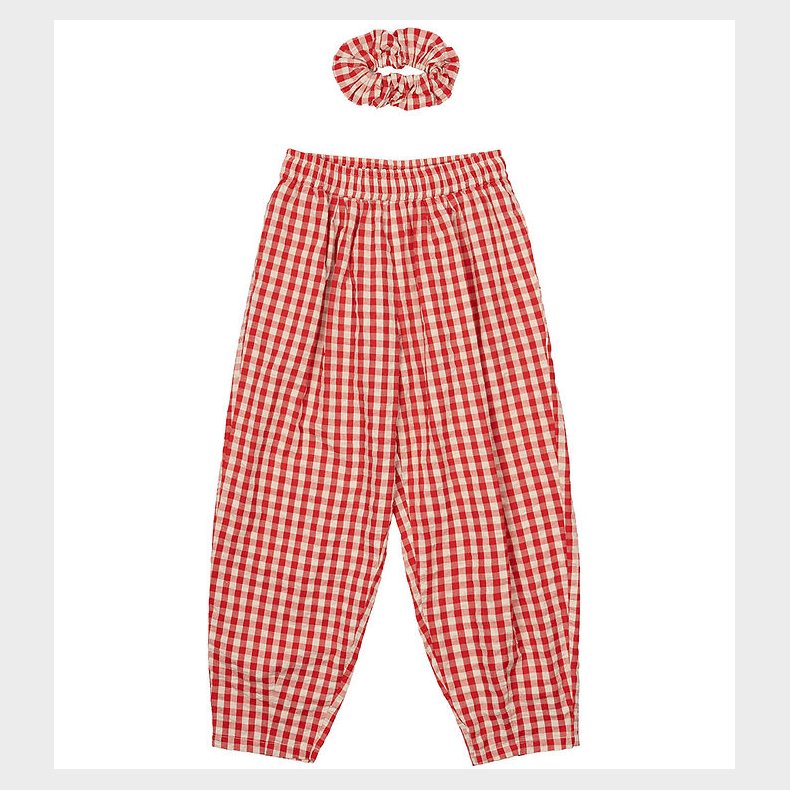 The New Bukser og Scrunchie - TnNally - Poppy Red Check