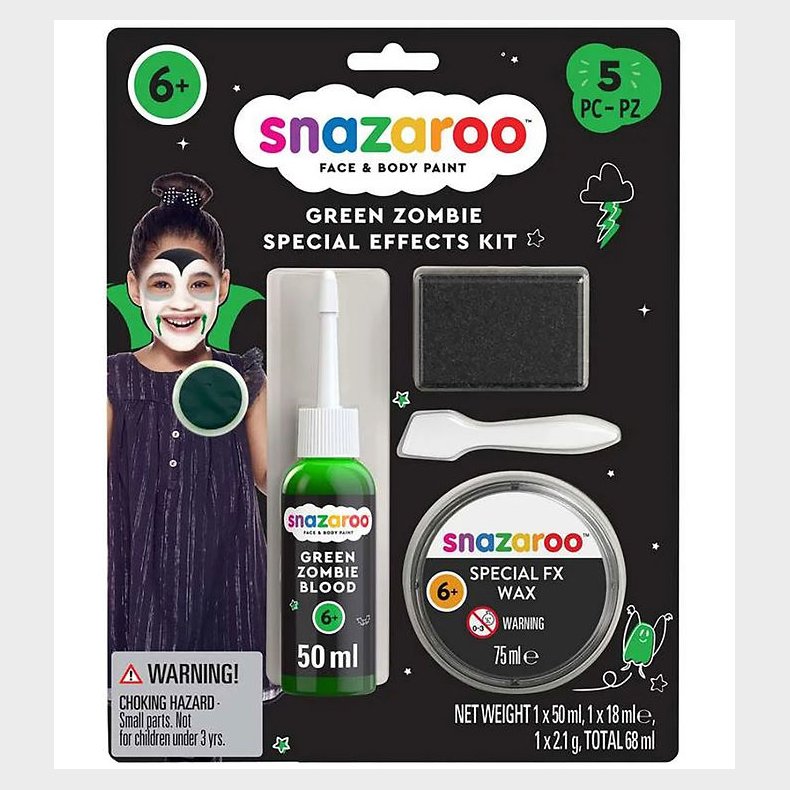 Snazaroo Sminkefarvest - Zombie Grn - 5 Dele