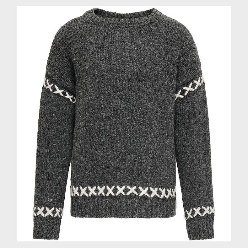 Kids Only Bluse - Strik - KogAmanda - Dark Grey Melange/Cloud