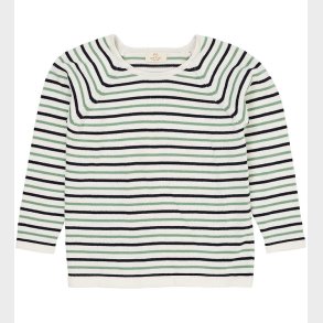 Copenhagen Colors Bluse - Strik - Cream Navy/Green Comb