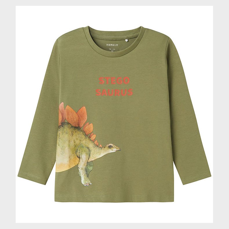 Name It Bluse - NmmPnula - Oil Green m. Dino