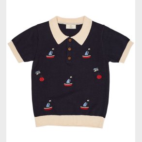 Copenhagen Colors Polo - Strik - Navy/Cream Comb