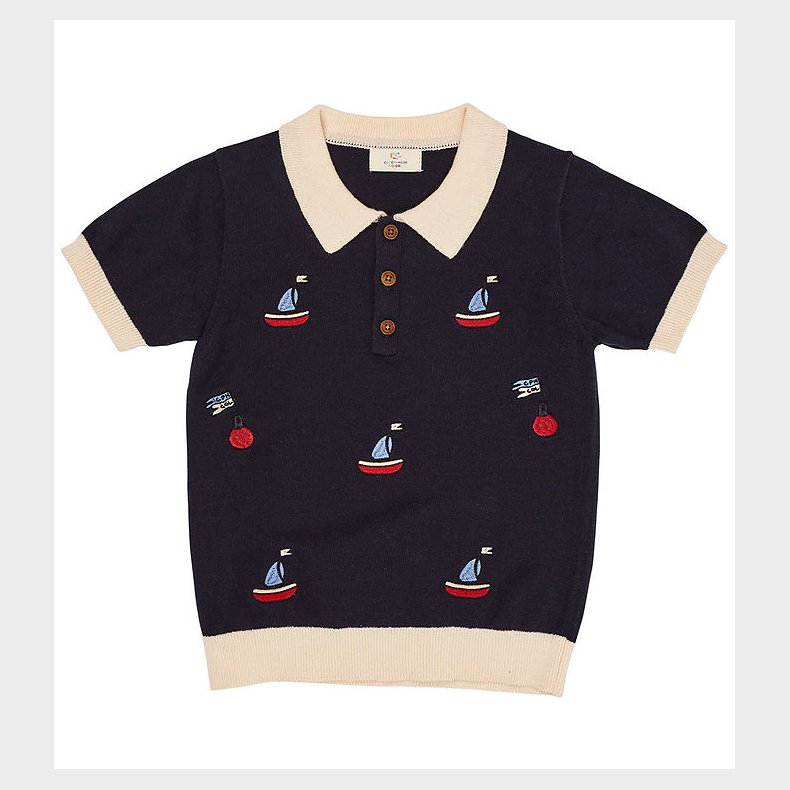 Copenhagen Colors Polo - Strik - Navy/Cream Comb