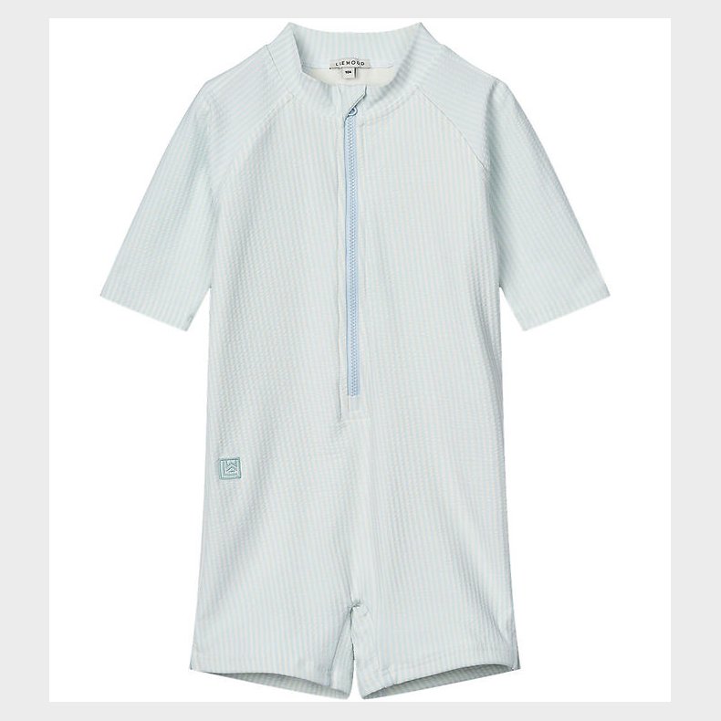 Liewood Badeheldragt - Max Seersucker - Y/D Stripe Pure Sky/Crem