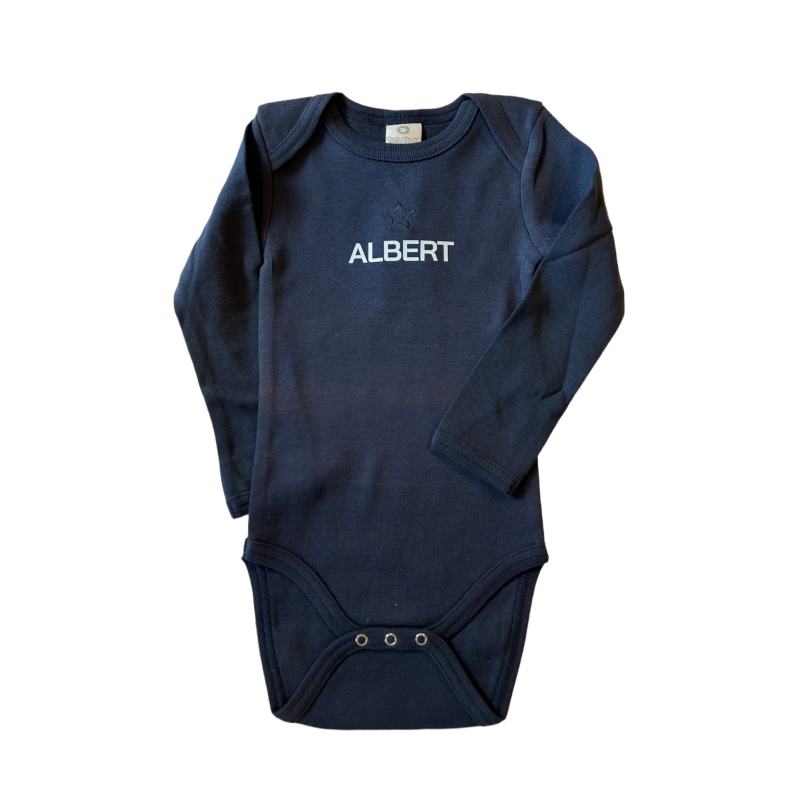 Smallstuff Body Med Navnetryk, Langrmet - Navy - bodystocking - Legekammeraten.dk