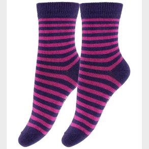 Fuzzies Str�mper - 2-Pak - Lilla/Pinkstribet