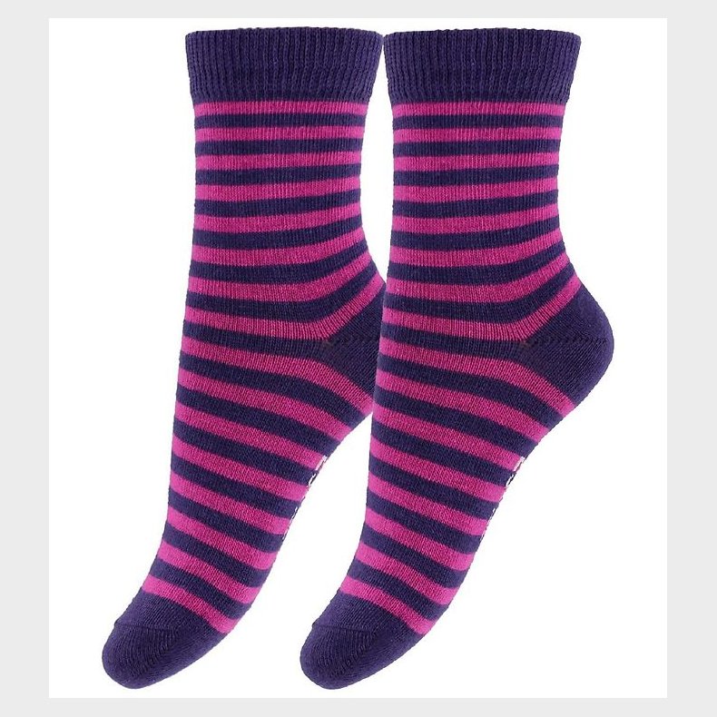 Fuzzies Str�mper - 2-Pak - Lilla/Pinkstribet