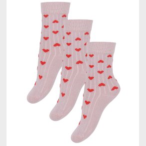 Minipop Str�mper - Rib - Bambus - 3-pak - Rose Heart