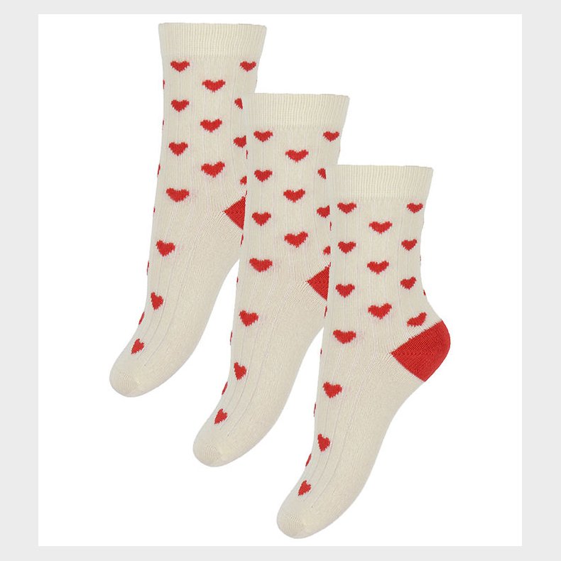 Minipop Str�mper - Rib - Bambus - 3-pak - Bright Red