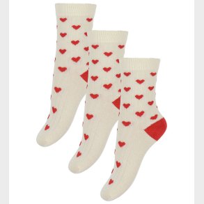 Minipop Str�mper - Rib - Bambus - 3-pak - Bright Red