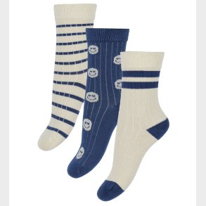 Minipop Str�mper - Rib - Bambus - 3-pak - Cobalt Mix