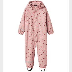 Name It Regndragt m. Fleece - PU - NmfDry10 - Pale Mauve/Strawbe