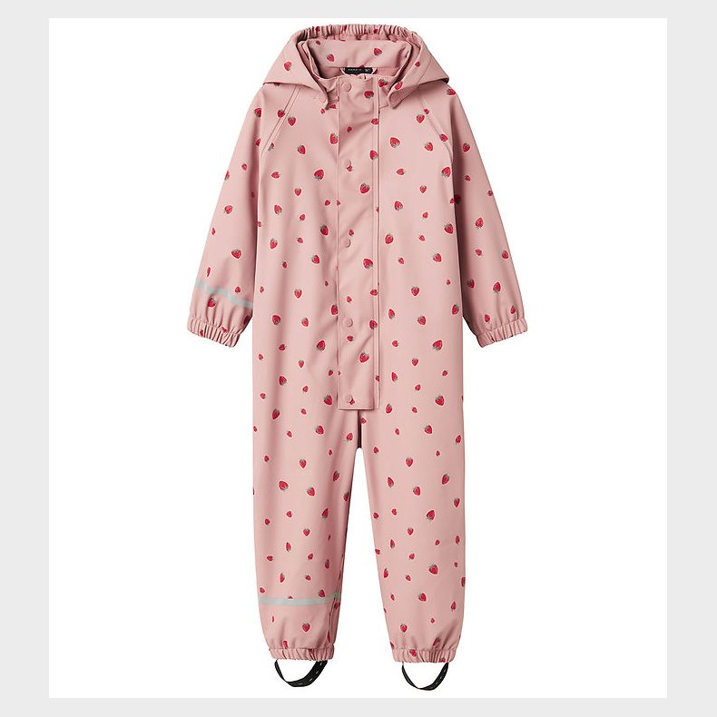 Name It Regndragt m. Fleece - PU - NmfDry10 - Pale Mauve/Strawbe