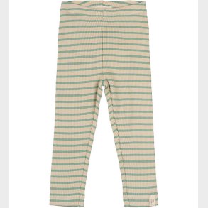 Petit Piao Leggings - Rib - Modal - Granite Green/Dark Off White
