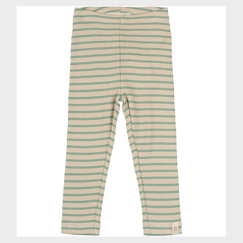 Petit Piao Leggings - Rib - Modal - Granite Green/Dark Off White