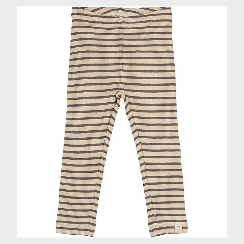 Petit Piao Leggings - Rib - Modal - Earth Brown/Dark Off White