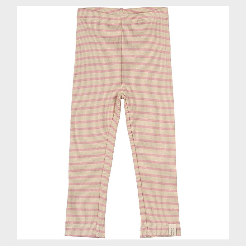 Petit Piao Leggings - Rib - Modal - Bright Rose/Dark Off White