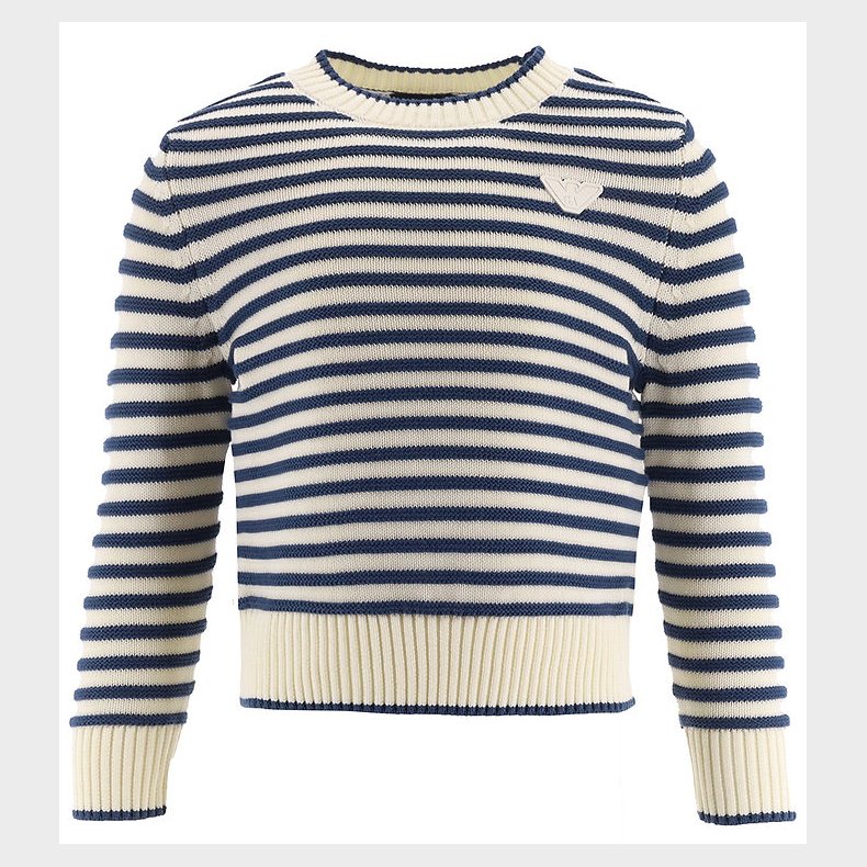 Emporio Armani Bluse - Strik - Hvid/Blstribet