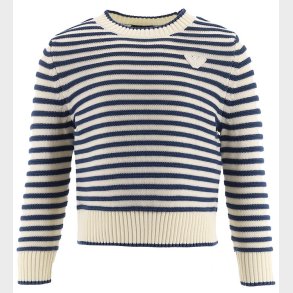 Emporio Armani Bluse - Strik - Hvid/Blstribet