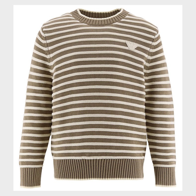 Emporio Armani Bluse - Strik - Hvid/Brunstribet