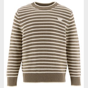 Emporio Armani Bluse - Strik - Hvid/Brunstribet