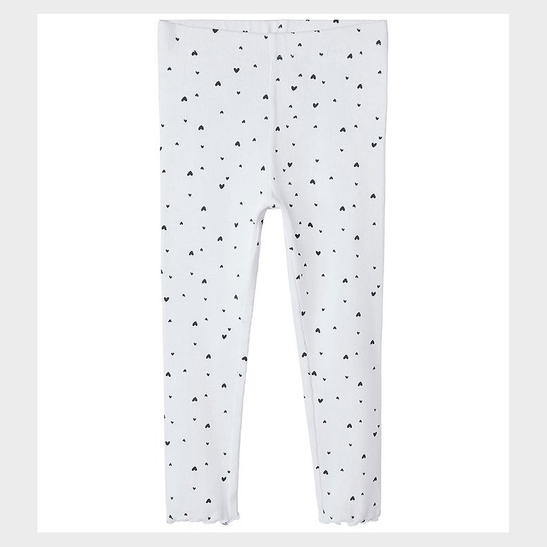 Name It Leggings - Rib - NmfVemia - Bright White/Hearts