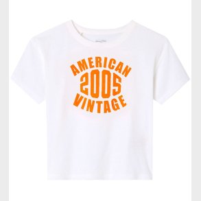 American Vintage T-shirt - Gamipy - Hvid/Neonorange