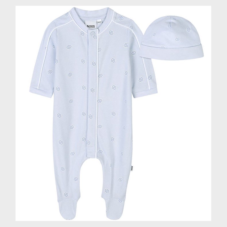 BOSS Gaveske - Heldragt/Hue - Lysebl m. Logoer