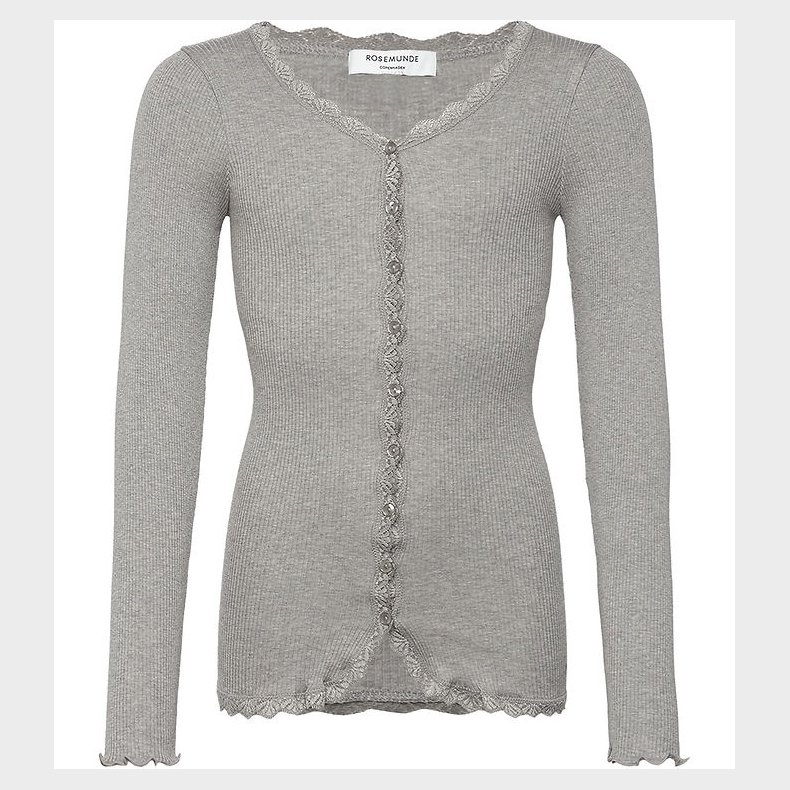 Rosemunde Cardigan - Rib - Balta - Grmeleret m. Blonder