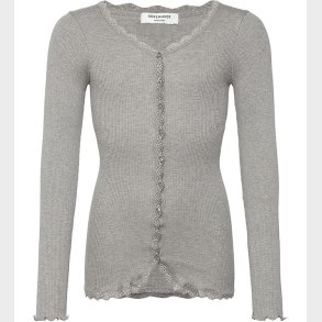 Rosemunde Cardigan - Rib - Balta - Grmeleret m. Blonder