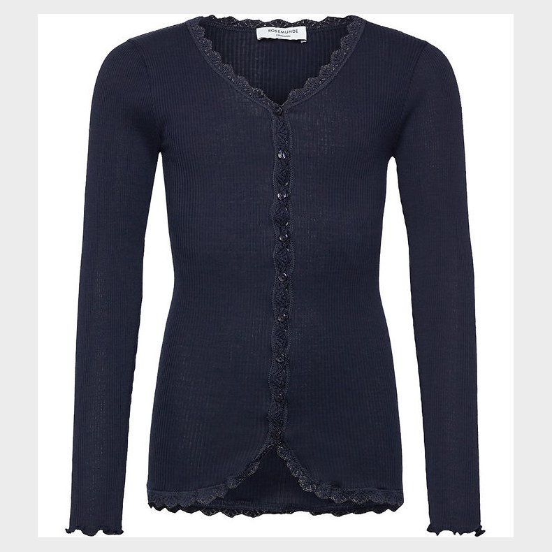 Rosemunde Cardigan - Rib - Balta - Navy m. Blonder