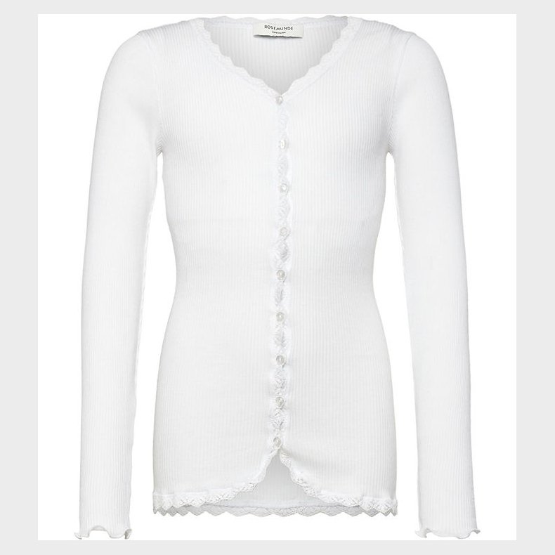 Rosemunde Cardigan - Rib - Balta - New White m. Blonder