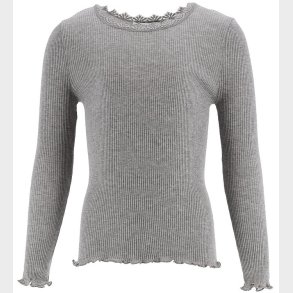 Rosemunde Bluse - Rib - Balta - Grmeleret m. Blonder