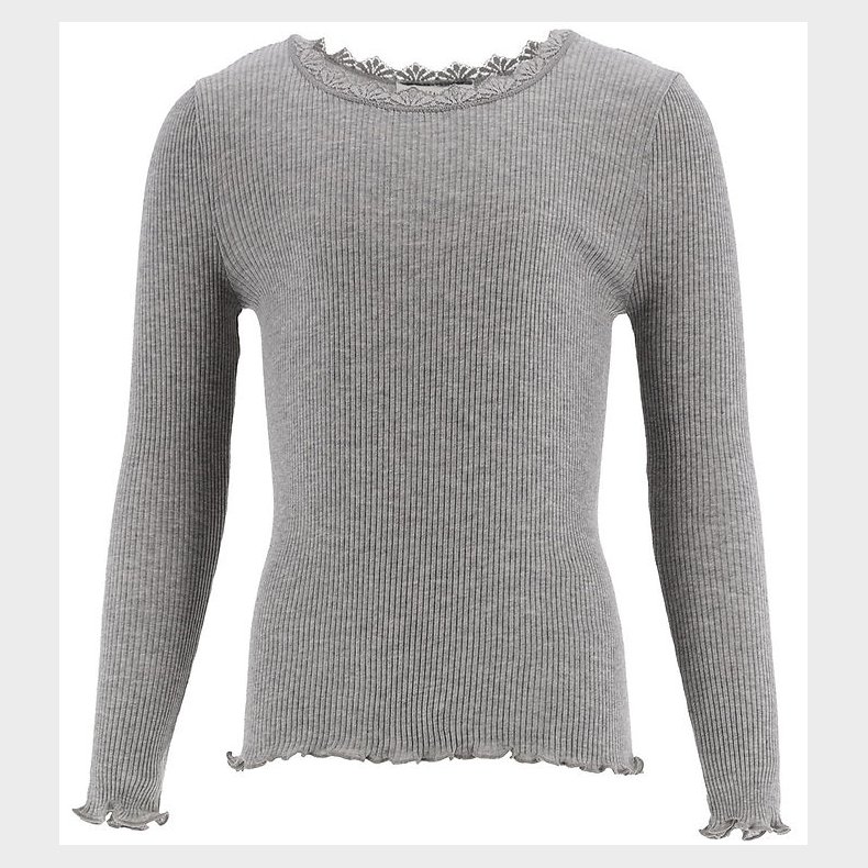 Rosemunde Bluse - Rib - Balta - Grmeleret m. Blonder