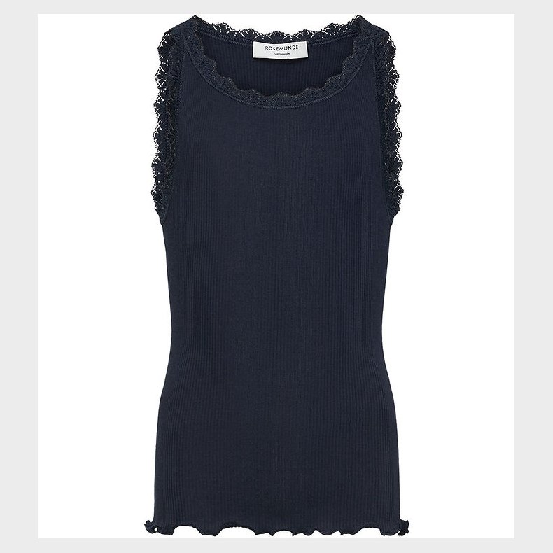 Rosemunde Top - Rib - Balta - Navy m. Blonder