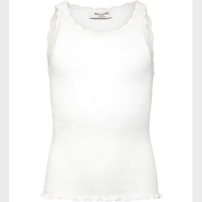Rosemunde Top - Rib - Balta - New White m. Blonder