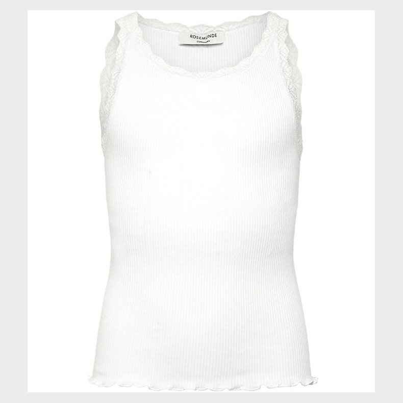 Rosemunde Top - Rib - Balta - New White m. Blonder