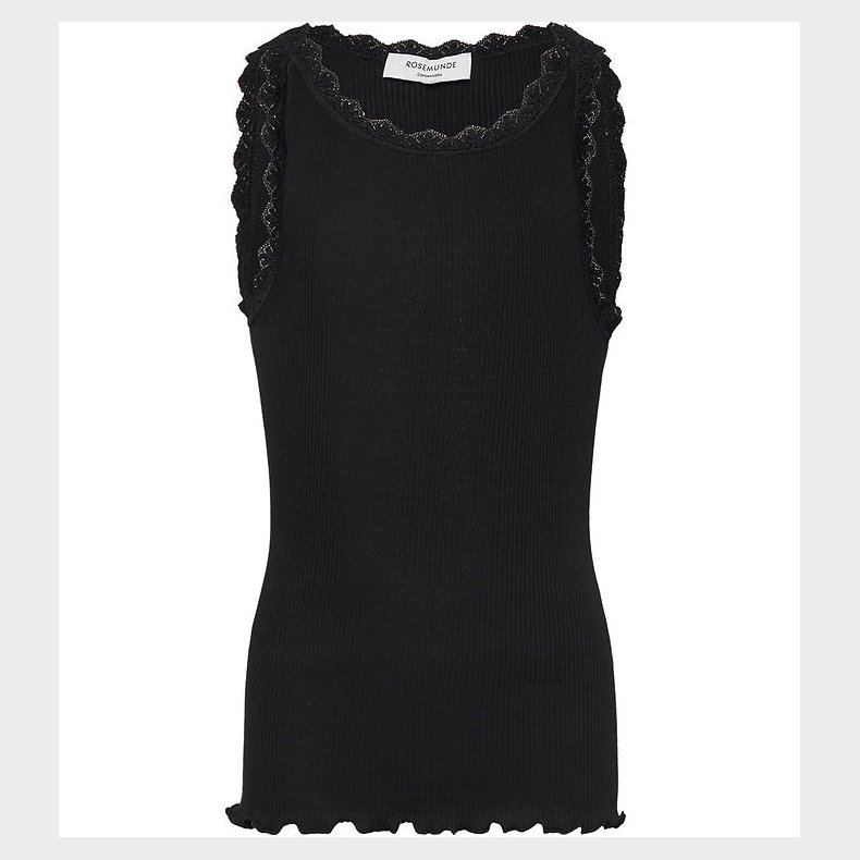 Rosemunde Top - Rib - Balta - Sort m. Blonder
