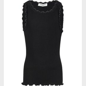 Rosemunde Top - Rib - Balta - Sort m. Blonder