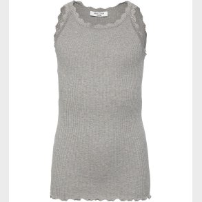 Rosemunde Top - Lang - Rib - Balta - Grmeleret m. Blonder